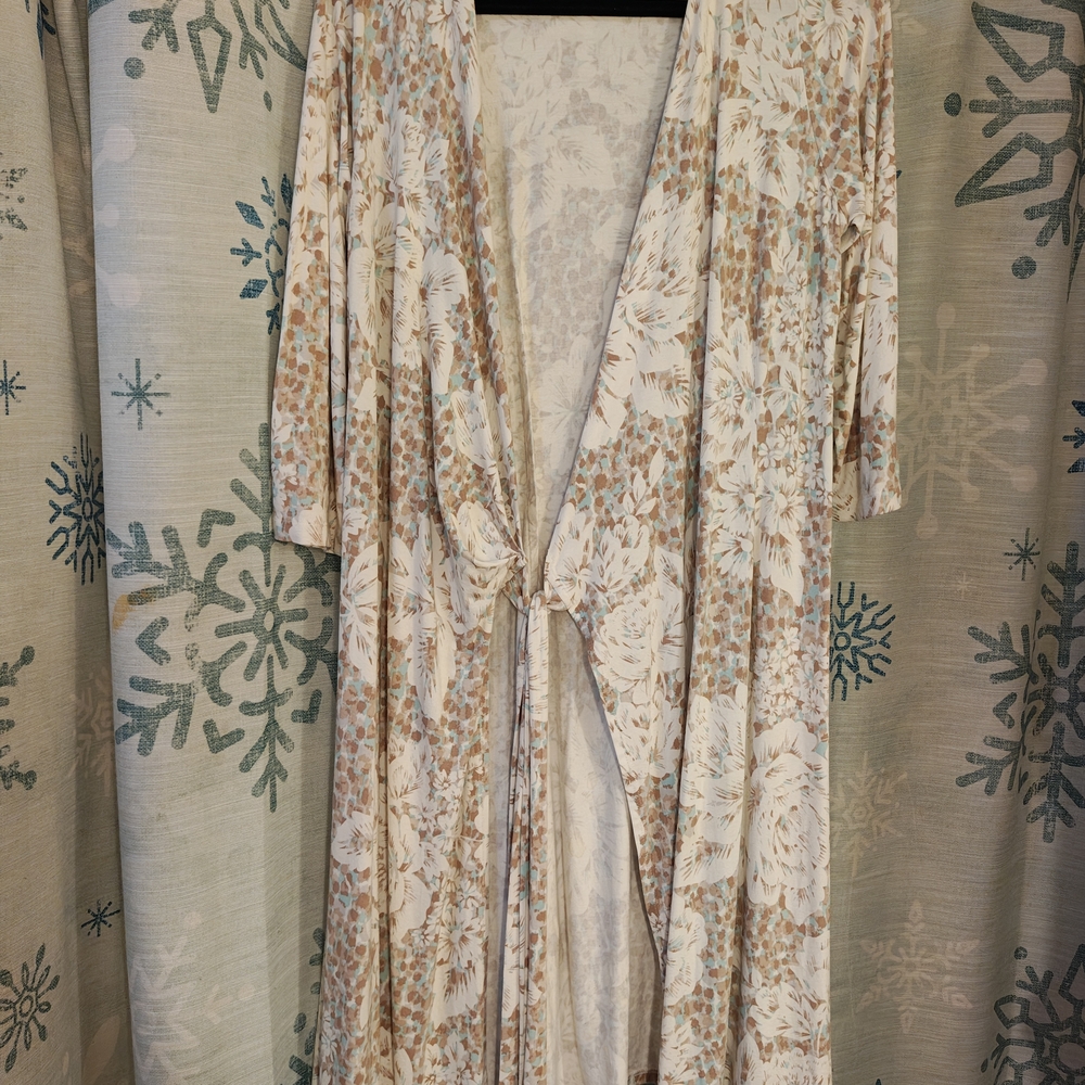 Tommy Bahama Cream and Light Brown Floral Blouse